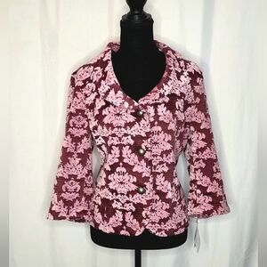 Vintage DKNY Jeans Pink Jacquard Floral Y2K Blazer Jacket
